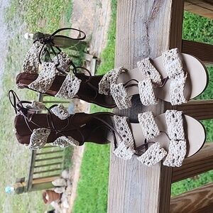 Just Fab Lace Up Leg Sandal sz 8